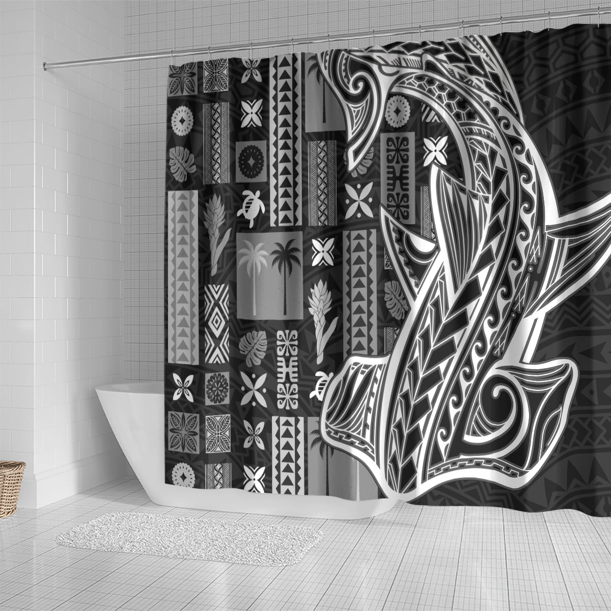 Hawaiian - Samoan - Poly Black And outlets White Shower Curtains