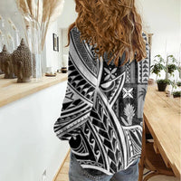 Samoa Tapa Women Casual Shirt Siapo Mix Tatau Patterns - Black LT7 - Polynesian Pride