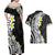 Hawaii Aloha Couples Matching Off Shoulder Maxi Dress and Hawaiian Shirt Plumeria Vintage - Black LT7 - Polynesian Pride