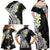 Hawaii Aloha Family Matching Off Shoulder Maxi Dress and Hawaiian Shirt Plumeria Vintage - Black LT7 - Polynesian Pride