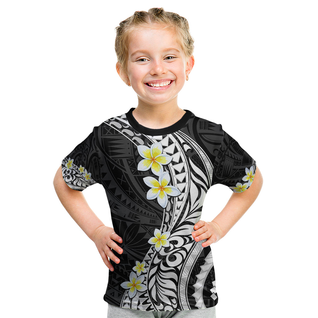 Hawaii Aloha Kid T Shirt Plumeria Vintage - Black LT7 Black - Polynesian Pride