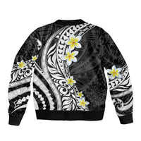 Hawaii Aloha Sleeve Zip Bomber Jacket Plumeria Vintage - Black LT7 - Polynesian Pride