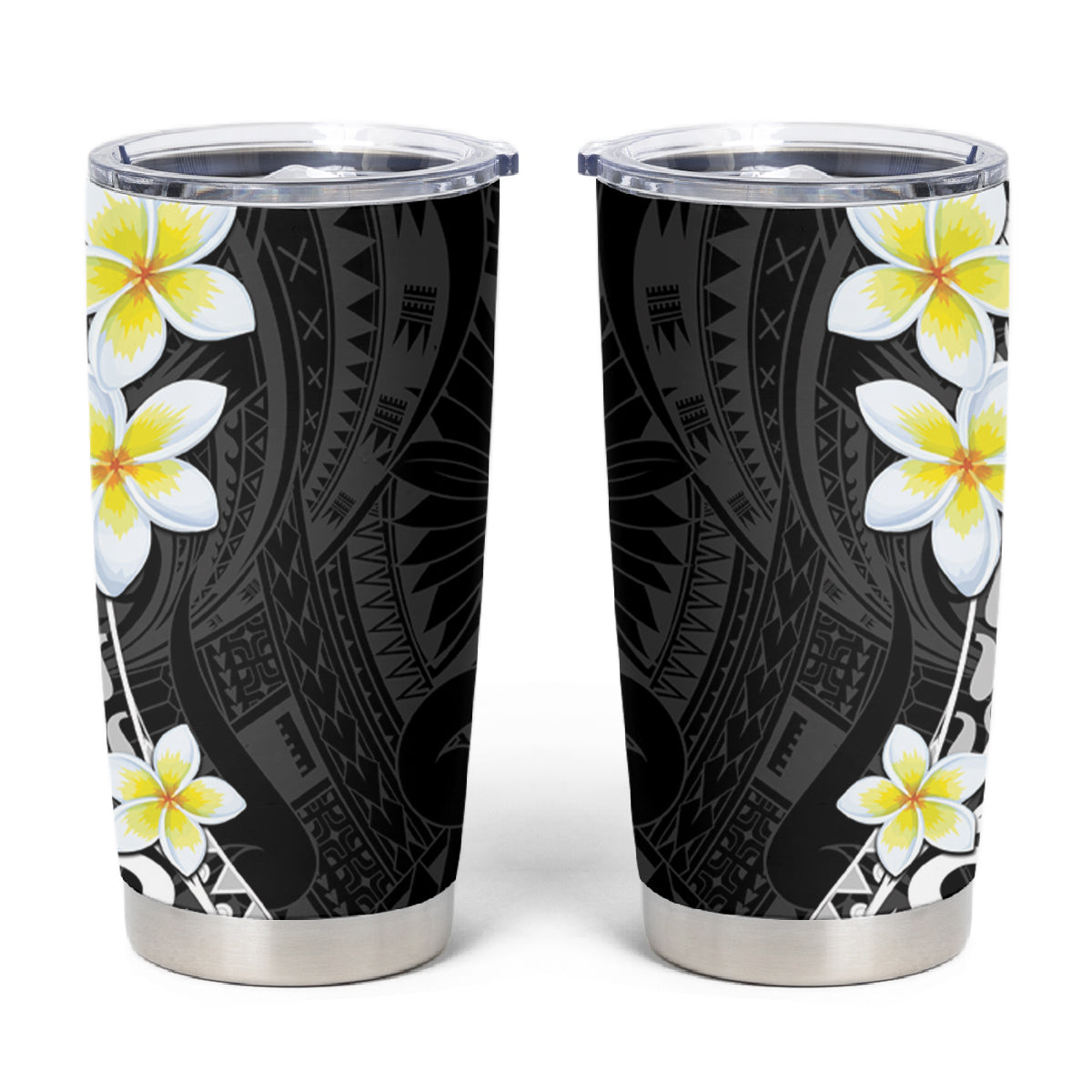 Hawaii Aloha Tumbler Cup Plumeria Vintage - Black LT7 Black - Polynesian Pride