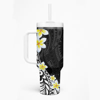 Hawaii Aloha Tumbler With Handle Plumeria Vintage - Black LT7 - Polynesian Pride