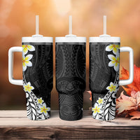 Hawaii Aloha Tumbler With Handle Plumeria Vintage - Black LT7 - Polynesian Pride