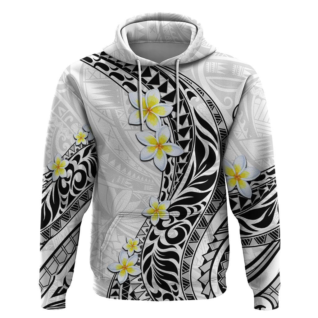 Hawaii Aloha Hoodie Plumeria Vintage - White LT7 Pullover Hoodie White - Polynesian Pride