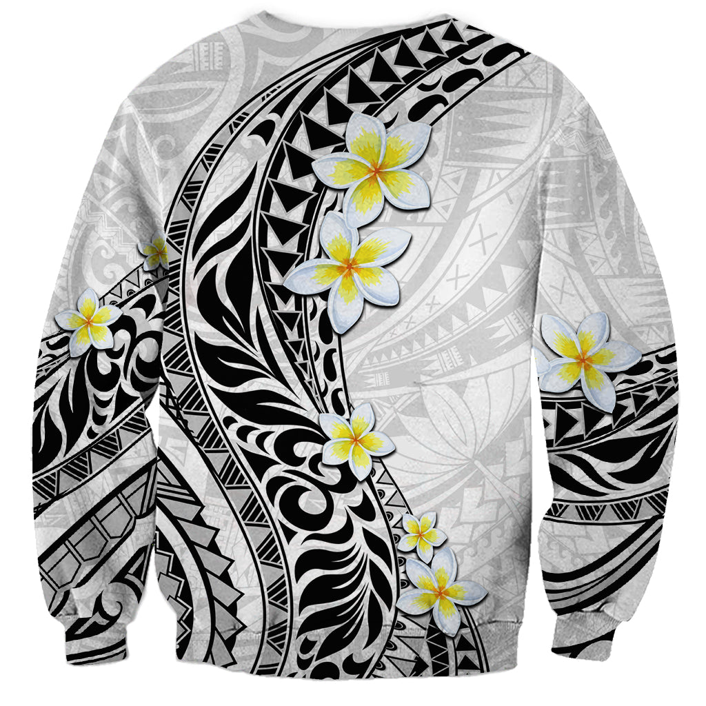 Hawaii Aloha Sweatshirt Plumeria Vintage - White LT7 - Polynesian Pride
