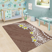 Hawaii Aloha Area Rug Plumeria Vintage - Brown LT7 - Polynesian Pride