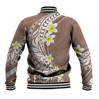 Hawaii Aloha Baseball Jacket Plumeria Vintage - Brown LT7 - Polynesian Pride