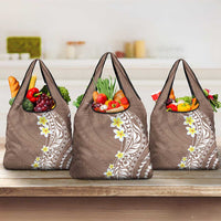 Hawaii Aloha Grocery Bag Plumeria Vintage - Brown LT7 3-pack One Size Brown - Polynesian Pride