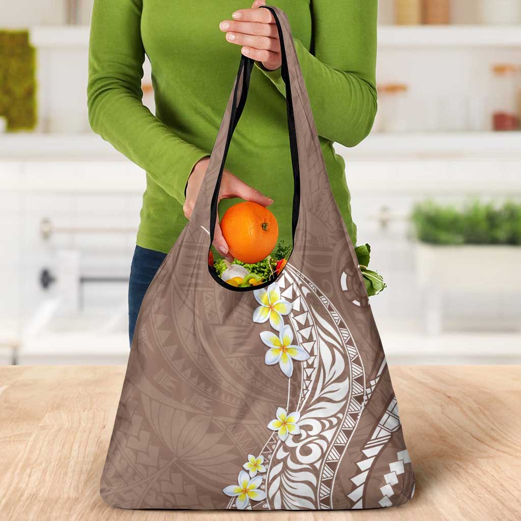 Hawaii Aloha Grocery Bag Plumeria Vintage - Brown LT7 - Polynesian Pride