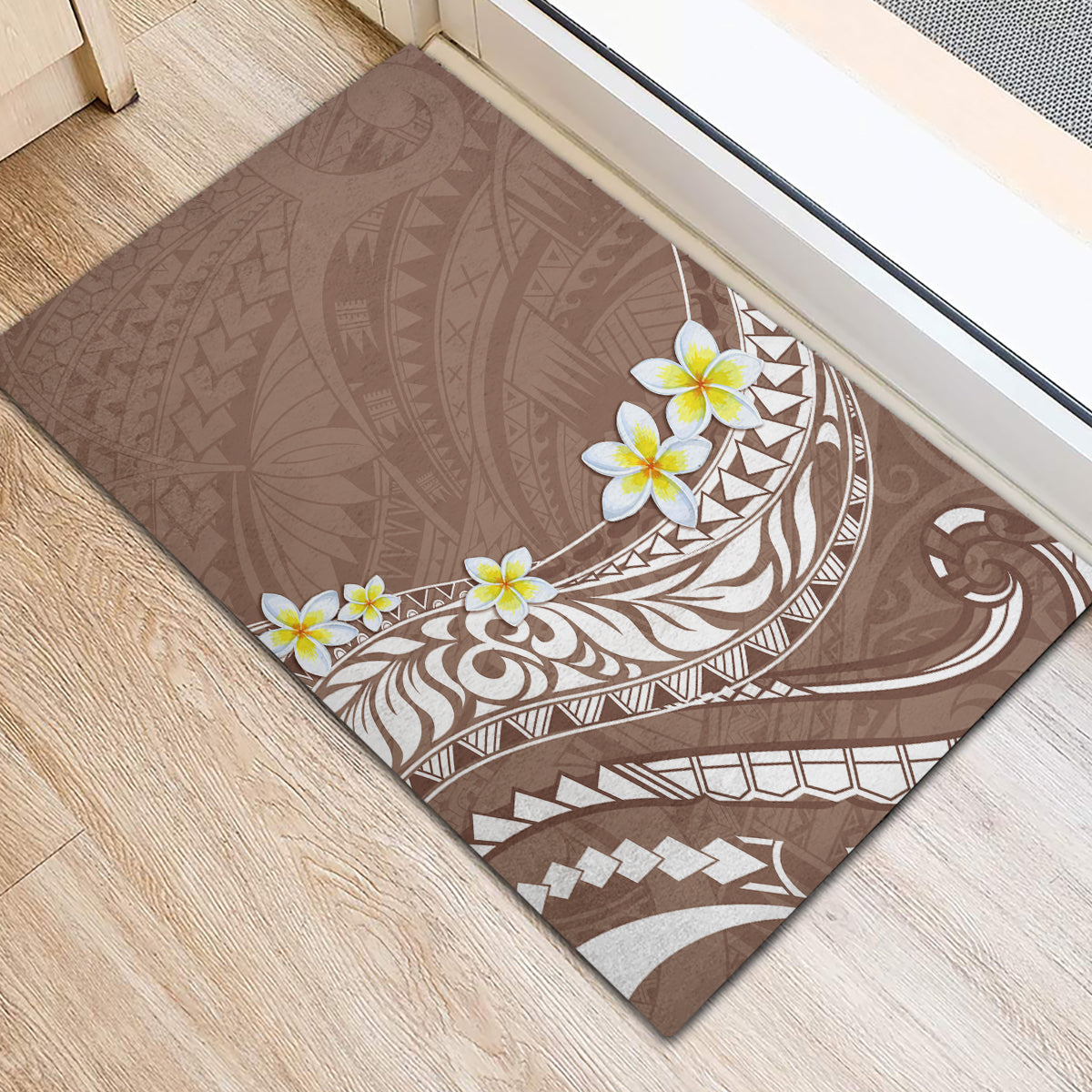Hawaii Aloha Rubber Doormat Plumeria Vintage - Brown LT7 - Polynesian Pride