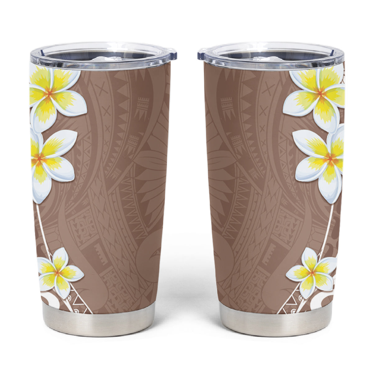 Hawaii Aloha Tumbler Cup Plumeria Vintage - Beige LT7 Beige - Polynesian Pride