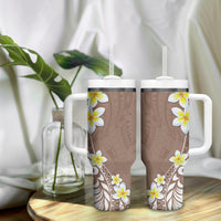 Hawaii Aloha Tumbler With Handle Plumeria Vintage - Beige LT7 - Polynesian Pride