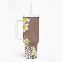 Hawaii Aloha Tumbler With Handle Plumeria Vintage - Beige LT7 - Polynesian Pride