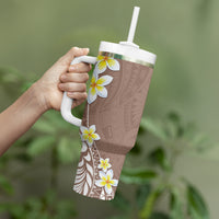 Hawaii Aloha Tumbler With Handle Plumeria Vintage - Beige LT7 - Polynesian Pride