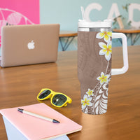 Hawaii Aloha Tumbler With Handle Plumeria Vintage - Beige LT7 - Polynesian Pride