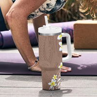 Hawaii Aloha Tumbler With Handle Plumeria Vintage - Beige LT7 - Polynesian Pride