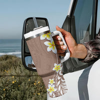 Hawaii Aloha Tumbler With Handle Plumeria Vintage - Beige LT7 - Polynesian Pride