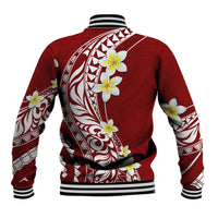 Hawaii Aloha Baseball Jacket Plumeria Vintage - Crimson LT7 - Polynesian Pride