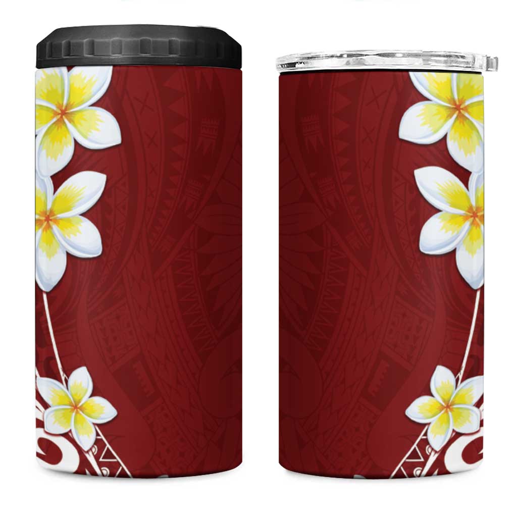 Hawaii Aloha 4 in 1 Can Cooler Tumbler Plumeria Vintage - Red LT7 One Size: 16 oz Red - Polynesian Pride