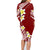 Hawaii Aloha Family Matching Long Sleeve Bodycon Dress and Hawaiian Shirt Plumeria Vintage - Crimson LT7 - Polynesian Pride