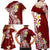 Hawaii Aloha Family Matching Off Shoulder Maxi Dress and Hawaiian Shirt Plumeria Vintage - Crimson LT7 - Polynesian Pride