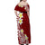 Hawaii Aloha Family Matching Off Shoulder Maxi Dress and Hawaiian Shirt Plumeria Vintage - Crimson LT7 - Polynesian Pride