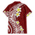 Hawaii Aloha Family Matching Puletasi Dress and Hawaiian Shirt Plumeria Vintage - Crimson LT7 - Polynesian Pride