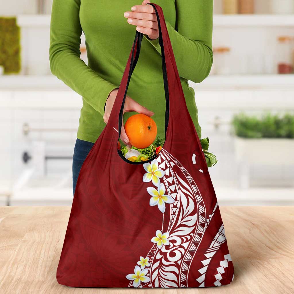 Hawaii Aloha Grocery Bag Plumeria Vintage - Crimson LT7 - Polynesian Pride
