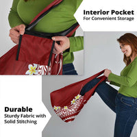 Hawaii Aloha Grocery Bag Plumeria Vintage - Crimson LT7 - Polynesian Pride