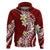 Hawaii Aloha Hoodie Plumeria Vintage - Crimson LT7 Pullover Hoodie Crimson - Polynesian Pride