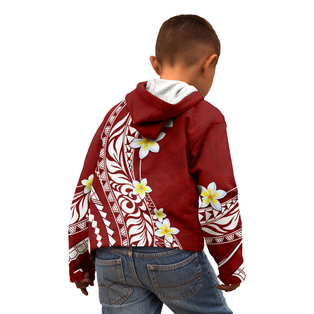 Hawaii Aloha Kid Hoodie Plumeria Vintage - Crimson LT7 - Polynesian Pride