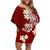 Hawaii Aloha Off Shoulder Short Dress Plumeria Vintage - Crimson LT7 Women Crimson - Polynesian Pride