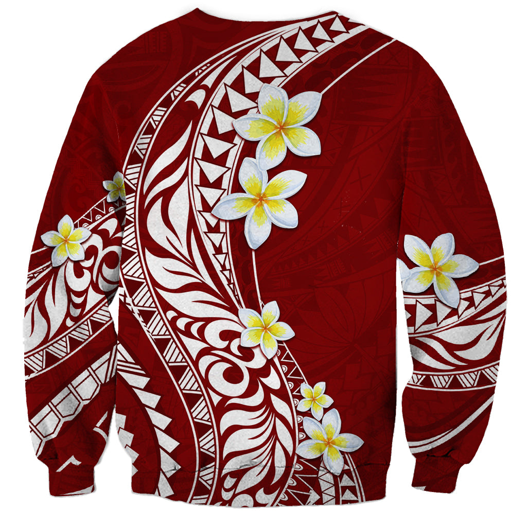 Hawaii Aloha Sweatshirt Plumeria Vintage - Crimson LT7 - Polynesian Pride