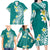 Hawaii Aloha Family Matching Long Sleeve Bodycon Dress and Hawaiian Shirt Plumeria Vintage - Teal LT7 - Polynesian Pride