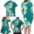 Hawaii Aloha Family Matching Long Sleeve Bodycon Dress and Hawaiian Shirt Plumeria Vintage - Teal LT7 - Polynesian Pride