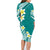 Hawaii Aloha Family Matching Long Sleeve Bodycon Dress and Hawaiian Shirt Plumeria Vintage - Teal LT7 - Polynesian Pride