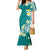 Hawaii Aloha Family Matching Mermaid Dress and Hawaiian Shirt Plumeria Vintage - Teal LT7 Mom's Dress Teal - Polynesian Pride