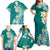 Hawaii Aloha Family Matching Off Shoulder Maxi Dress and Hawaiian Shirt Plumeria Vintage - Teal LT7 - Polynesian Pride