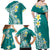 Hawaii Aloha Family Matching Off Shoulder Maxi Dress and Hawaiian Shirt Plumeria Vintage - Teal LT7 - Polynesian Pride