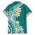 Hawaii Aloha Family Matching Off Shoulder Maxi Dress and Hawaiian Shirt Plumeria Vintage - Teal LT7 - Polynesian Pride