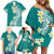 Hawaii Aloha Family Matching Off Shoulder Short Dress and Hawaiian Shirt Plumeria Vintage - Teal LT7 - Polynesian Pride