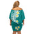 Hawaii Aloha Family Matching Off Shoulder Short Dress and Hawaiian Shirt Plumeria Vintage - Teal LT7 - Polynesian Pride