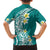 Hawaii Aloha Family Matching Short Sleeve Bodycon Dress and Hawaiian Shirt Plumeria Vintage - Teal LT7 - Polynesian Pride