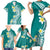 Hawaii Aloha Family Matching Short Sleeve Bodycon Dress and Hawaiian Shirt Plumeria Vintage - Teal LT7 - Polynesian Pride