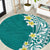 Hawaii Aloha Round Carpet Plumeria Vintage - Teal LT7 Teal - Polynesian Pride