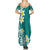 Hawaii Aloha Summer Maxi Dress Plumeria Vintage - Teal LT7 - Polynesian Pride