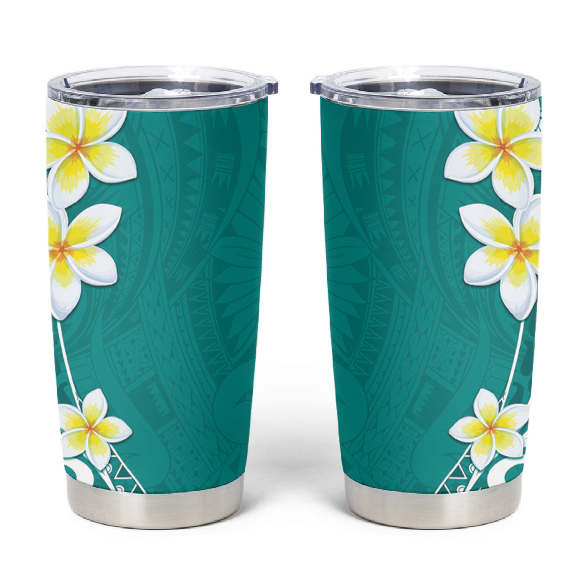 Hawaii Aloha Tumbler Cup Plumeria Vintage - Teal LT7 Teal - Polynesian Pride
