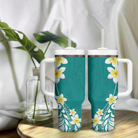 Hawaii Aloha Tumbler With Handle Plumeria Vintage - Teal LT7 - Polynesian Pride